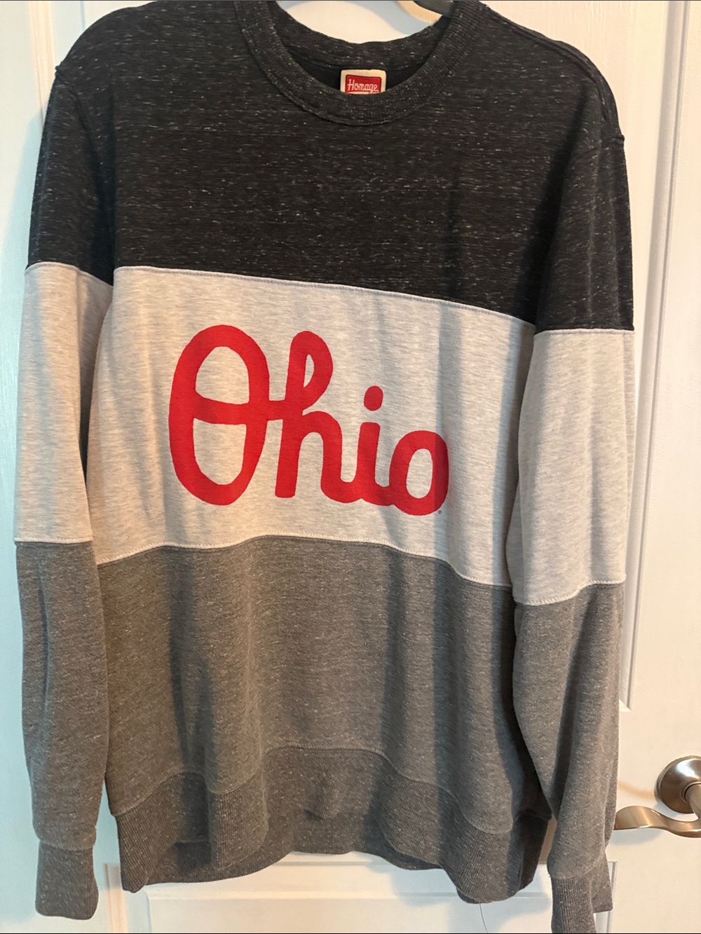 Homage Ohio Colorblock Crewneck Sweater - Red on Gray . Size XL. Good conditions